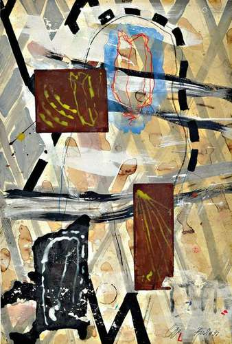 Ole Fischer, 1943-2005, mixed media/paper, on board