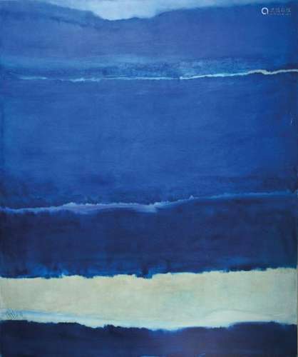 Gaston Gale, abstract composition in blue, signed