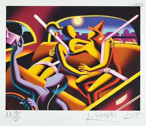 Mark Kostabi, born 1960, color serigraph, signed and