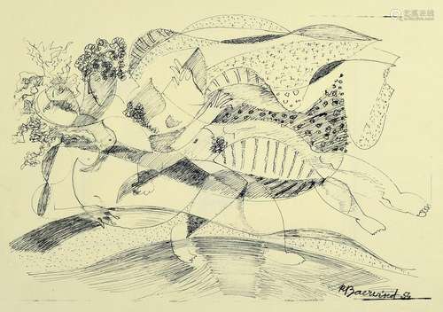 Rudi Baerwind, 1910 Mannheim - 1982, pencil drawing on