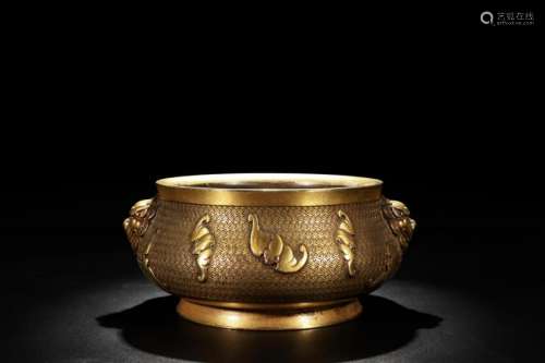 GILT BRONZE CENSER WITH BAT PATTERN