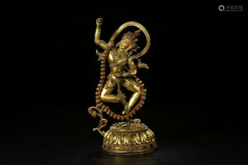 GILT BRONZE STATUE OF SACRED FEMALE SPIRIT DAKINI