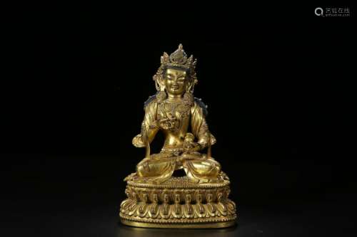 GILT BRONZE STATUE OF SEATED VAJRASATTVA