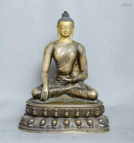 EARLY MING DYNASTY BRONZE STATUE OF SHAKYAMUNI