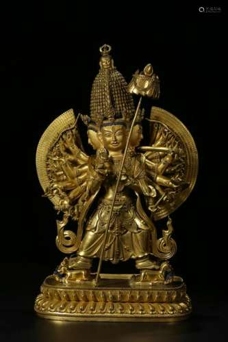 GILT BRONZE STATUE OF PROTECTOR SITATAPATRA