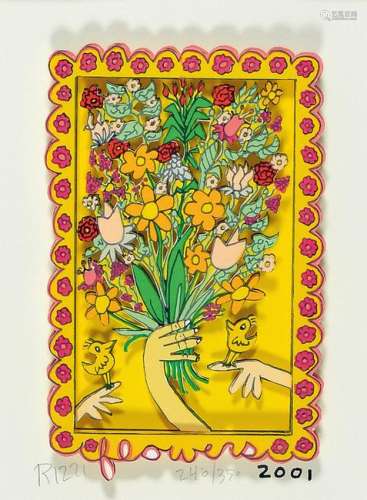 James Rizzi, 1930-2011, Flowers, 3D-