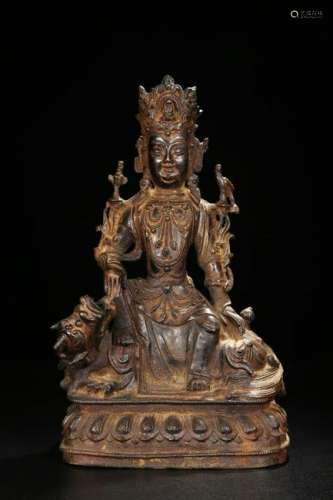 GILT BRONZE STATUE OF MANJUSHRI BODHISATTVA