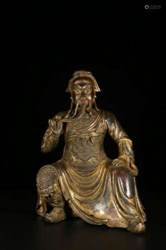 GILT BRONZE FIGURE STATUE OF GENERAL GUANYU