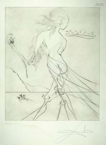 Salvador Dali,1904-1989,etching, Hommage a Klimt 1974