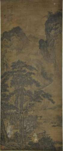 CHINESE PAINTING OF TRAVELING SCHOLAR IN MOUNTAIN