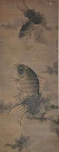 CHINESE PAINTING OF TWO FISH IN THE POND