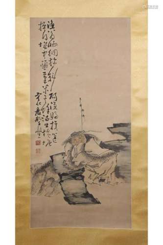 HANGING SCROLL PAINTING OF HERDING GOATS
