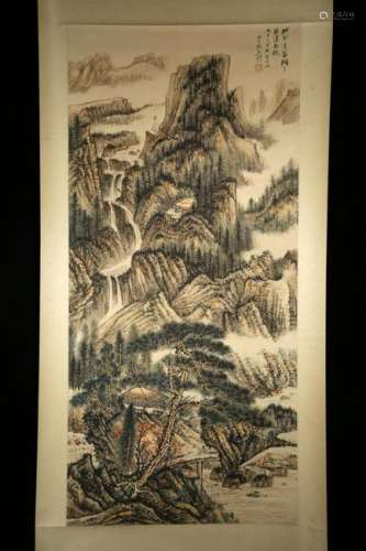 CHINESE LANDSCAPE PAINTING OF PINES IN MOUNTAIN