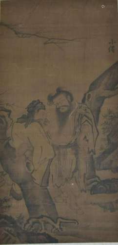 CHINESE PAINTING OF TWO NARRATIVE FIGURES