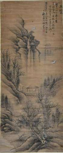 CHINESE LANDSCAPE PAINTING OF WATERFALL SCENERY
