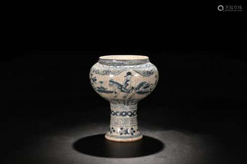 CHINESE PORCELAIN FIGURAL STEM CUP
