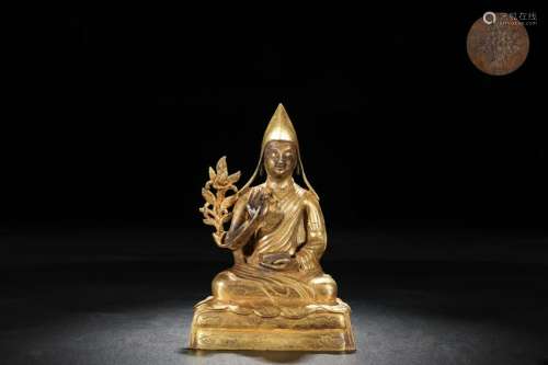 GILT BRONZE STATUE OF SEATED TSONGKHAPA