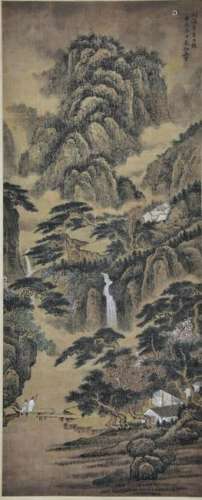 CHINESE LANDSCAPE PAINTING OF VISITING FRIEND