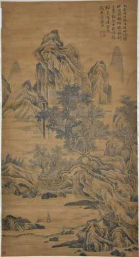 CHINESE LANDSCAPE PAINTING OF PINES AND ROCKS