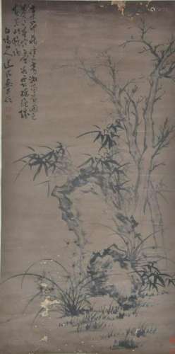 CHINESE INK PAINTING OF BAMBOO AND PLANTS