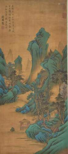 CHINESE LANDSCAPE PAINTING OF GREEN MOUNTAINS