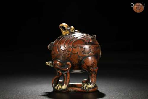 GILT BORNZE OPENWORK ROOSTER CENSER