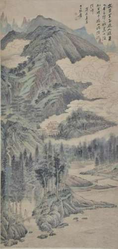 CHINESE LANDSCAPE PAINTING OF FOGGY MOUNTAINS