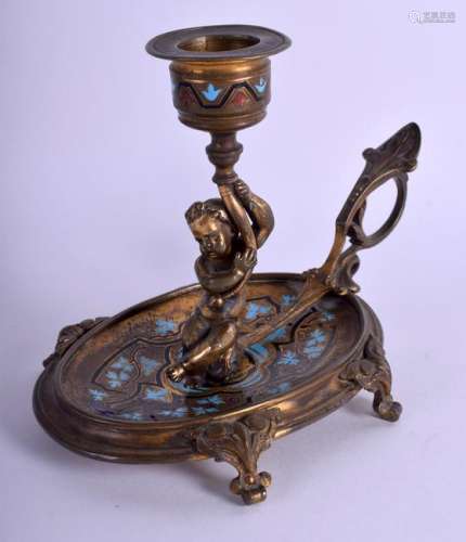 A 19TH CENTURY FRENCH CHAMPLEVÉ ENAMEL AND BRONZE