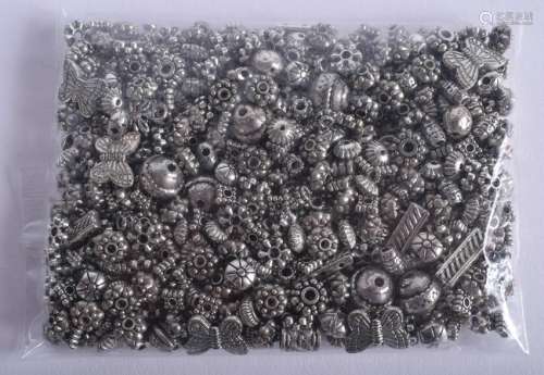 ASSORTED WHITE METAL BEADS. (qty)