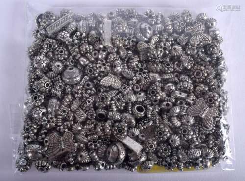 ASSORTED WHITE METAL BEADS. (qty)