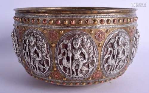 A 19TH CENTURY INDIAN SILVER COPPER AND BRASS