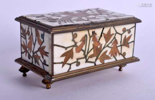 A RARE 19TH CENTURY FRENCH ART NOUVEAU WOOD STAMP BOX