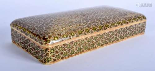 A MIDDLE EASTERN PERSIAN BOX AND COVER. 20 cm x 10 cm.
