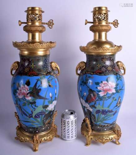 A FINE PAIR OF 19TH CENTURY FRANCO JAPANESE BRONZE AND