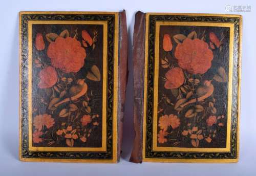 AN ANTIQUE PERSIAN LACQUERED BOOK COVER. 18 cm x 28 cm.
