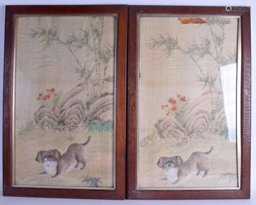 A PAIR OF 19TH CENTURY CHINESE FRAMED WATERCOLOURS