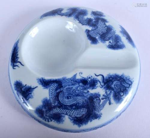 A CHINESE BLUE AND WHITE BRUSH WASHER PORCELAIN INK