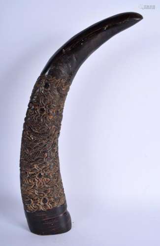 A CHINESE CARVED BUFFALO HORN. 44 cm high.