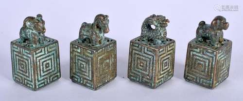 FOUR CHINESE BRONZE SEALS. (4)