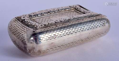 AN INTERESTING ANTIQUE SILVER SNUFF BOX inscribed Alex