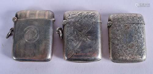 THREE ANTIQUE SILVER VESTA CASES. (3)