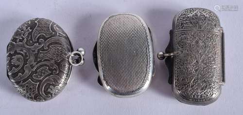 THREE ANTIQUE SILVER PURSES. (3)