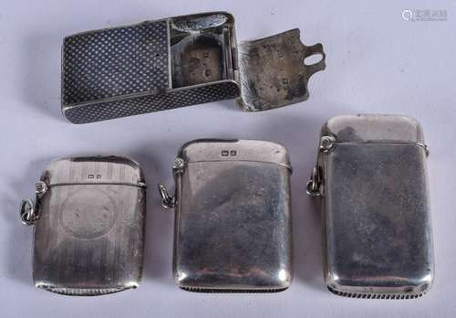 FOUR ANTIQUE SILVER VESTA CASES. (4)