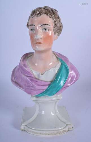 AN EARLY 19TH CENTURY ENOCH WOOD PEARLWARE BUST OF SIR