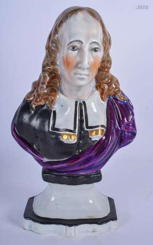 AN EARLY 19TH CENTURY STAFFORDSHIRE POTTERY BUST OF