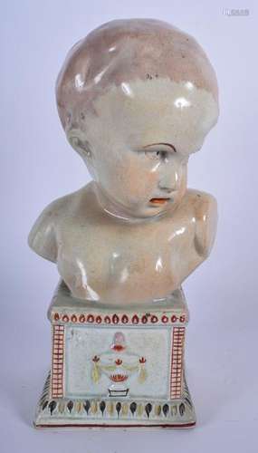 A 19TH/20TH CENTURY STAFFORDSHIRE POTTERY BUST OF A