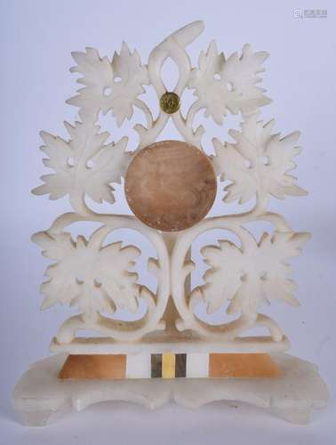 A CARVED MARBLE POCKET WATCH HOLDER, in the form of