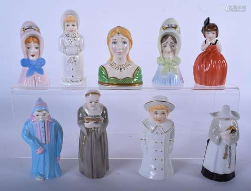 A GROUP OF NINE ROYAL WORCESTER PORCELAIN CANDLE