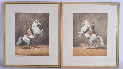 A SET OF EIGHT FRAMED PRINT ON SILK, horse riders from