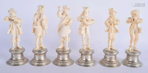 A SET OF SIX 19TH CENTURY BAVARIAN DIEPPE FIGURES upon